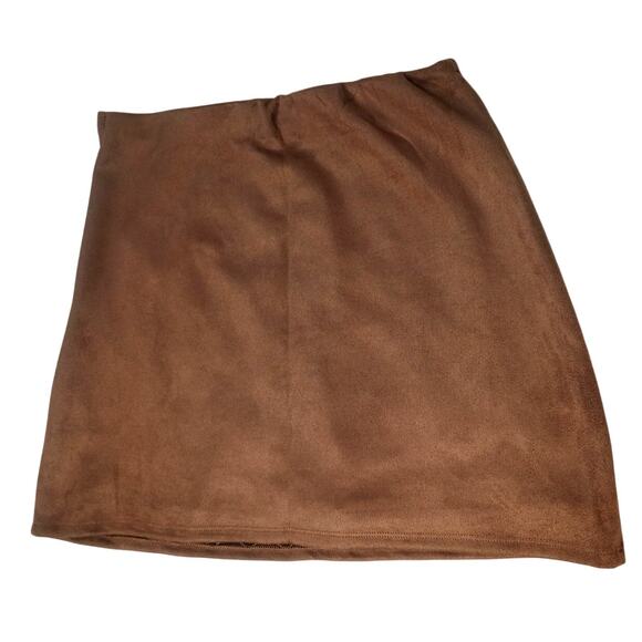 NWT Francesca's Embroidered Floral Suede Poly Mini Size Med Skirt Brown Orange - Picture 2 of 10
